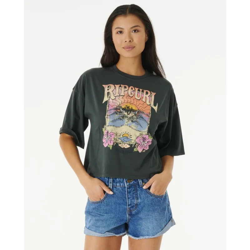 Nouveauté T-SHIRT RIP CURL BARRELLED HERITAGE CROP