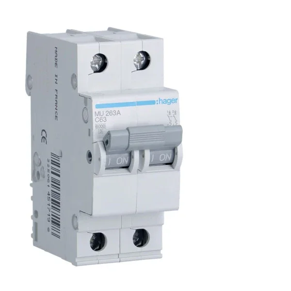 Hager MU263A-C63 Double automatic switch with 2 poles and 63 Ampere Offre Limitée