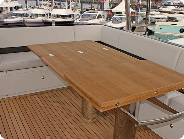 Vente Flash CRN 304443 Foldable Teak Table Top Natural Finish 90-180 x 145 x 4 cm