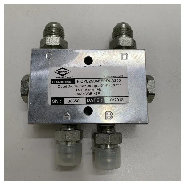 Marine Hydraulic Double Pilot Valve DANA F.CPL2S08EFPDLA200 - Durable Aluminum 30L/min, 5 Bar Remise