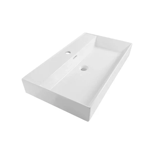 LC19 rectangular Saniclass Legend sink 80x47x13cm - overflow - 1 sink - 1 tap hole - ceramic - white Commander Maintenant