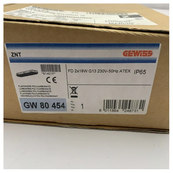 Marine Grade Gewiss GW 80 454 Waterproof Polycarbonate Light Fixture IP65 ATEX Certified Vente Flash