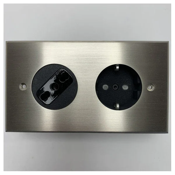 Prix Choc Meljac Marine Stainless Steel Dual Socket Plate - Waterproof Bipolar & Schuko Outlets for Boats