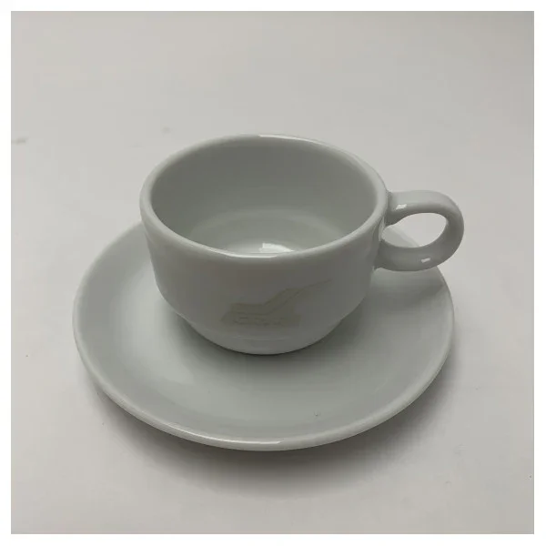 Retour Gratuit CRN Chrome Ceramic Coffee Cup with Saucer for Marine Environments - Durable & Easy-to-Clean Nautical Drinkware
