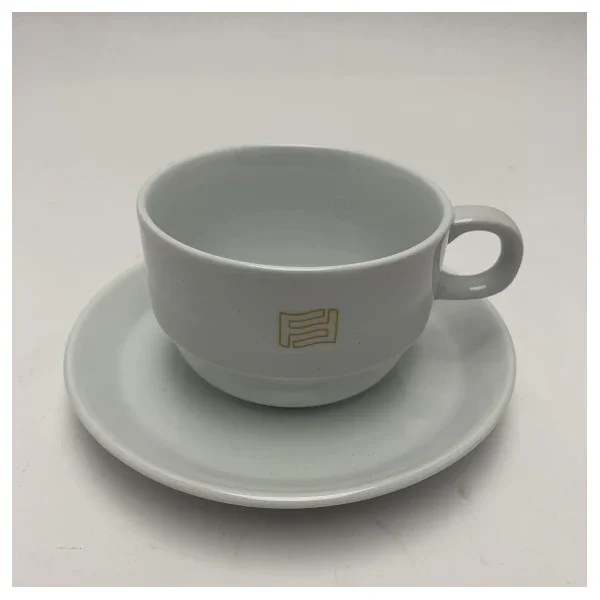 Ferretti High-Quality Porcelain Tea Cup and Saucer Set - Durable, Marine-Grade, Easy to Clean, Dishwasher Safe Marque