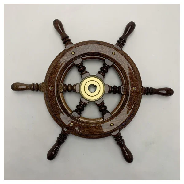 Mahogany Wooden Boat Steering Wheel 430mm with Brass Hub 6 spoke Bon Marché