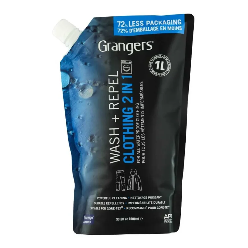 Bon Plan Grangers Lavage + Imperméabilisant pour Vêtements 2 en 1 Nettoyant et Hydrofuge 1L