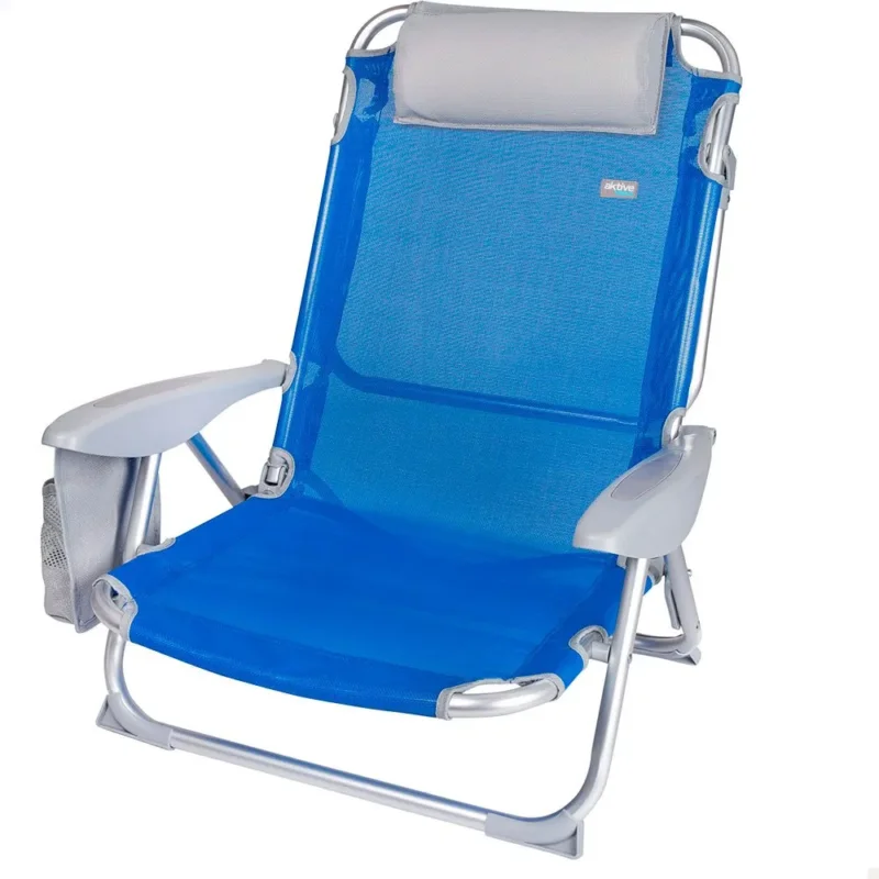 Remise Aktive Chaise pliante 4 positions avec coussin et porte-gobelet